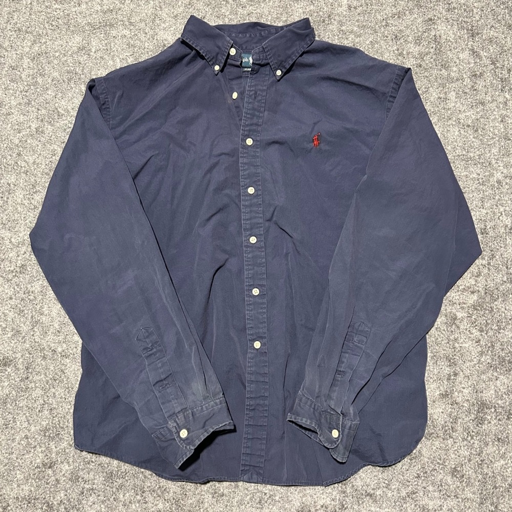 Polo Ralph Lauren Navy Blue Button Down Shirt Red Pony Size XXL